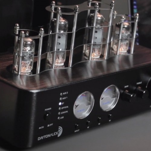 Dayton Audio HTA100BT - Hybrid Stereo Tube Amplifier with Bluetooth USB Aux In Sub Out